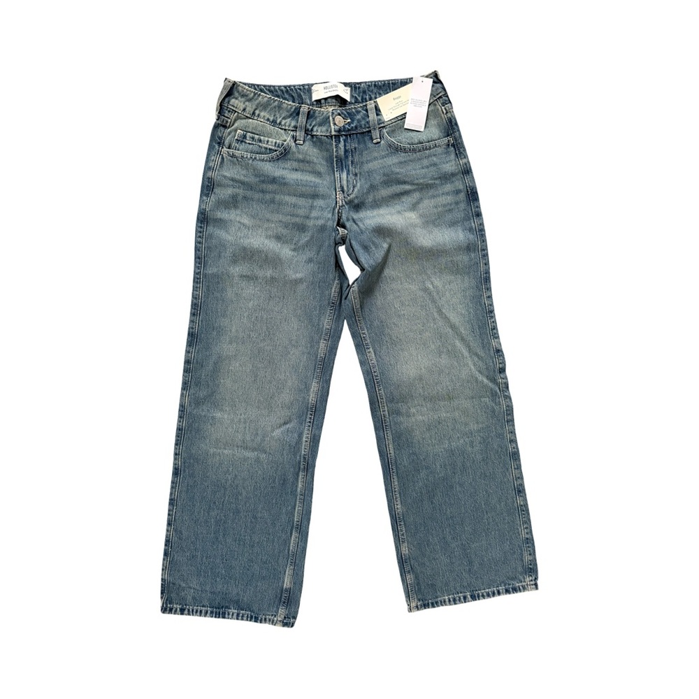 Hollister Low Rise Medium Wash Baggy Jeans NWT Size 4 - Picture 1 of 7